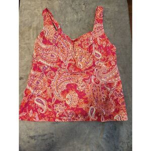 Lands End Size 18W Women's Tankini Top Pink Paisley Floral
